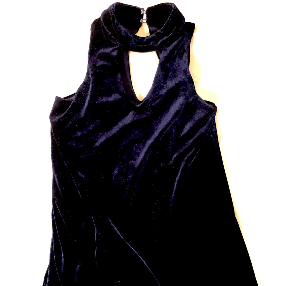 XS- Royal Blue- velvet/velour- mini dress